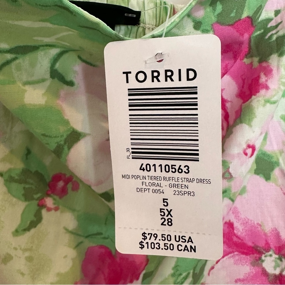 Torrid Mini Poplin Tiered Ruffle Strap Dress Size 5/5X/28 NWT - Picture 10 of 10